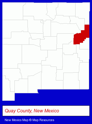 New Mexico map, showing the general location of San Jon Public Schools