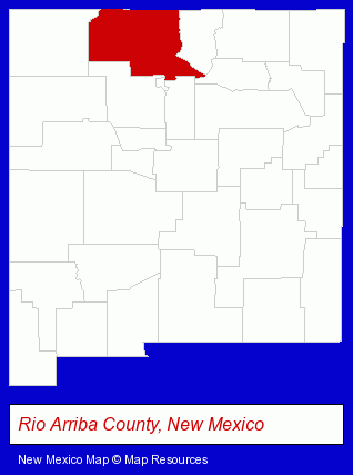 New Mexico map, showing the general location of Vista Del Rio Lodge
