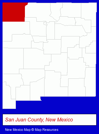 New Mexico map, showing the general location of Navajo Lake Marina & Resorts