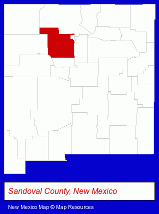 New Mexico map, showing the general location of Village Mercantile