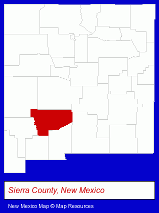 New Mexico map, showing the general location of Sierra Health Care Center