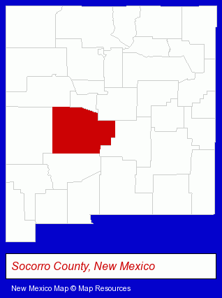 New Mexico map, showing the general location of Magdalena Municipal School District