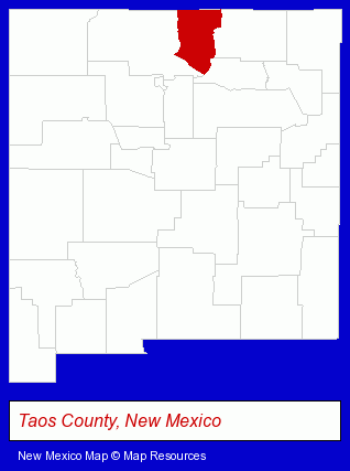 New Mexico map, showing the general location of Taos Adobe Quilting