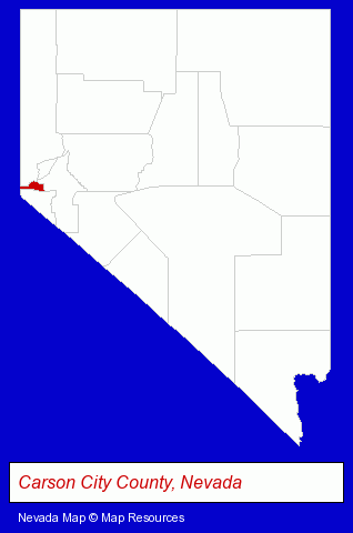 Nevada map, showing the general location of Ametherm Inc