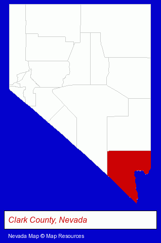Nevada map, showing the general location of Starbucks