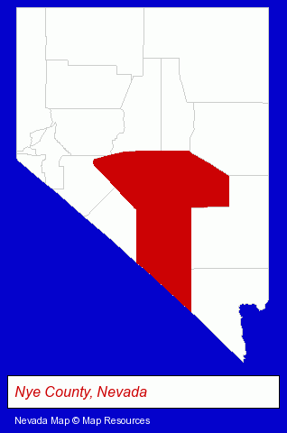 Nevada map, showing the general location of Pahrump Community Church