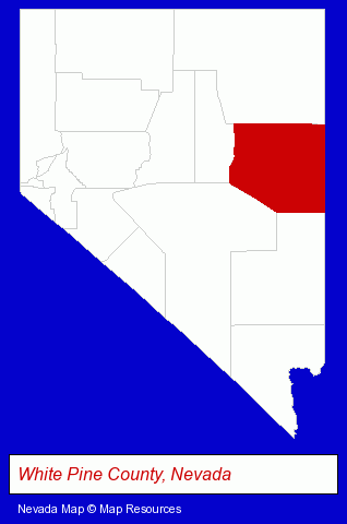 Nevada map, showing the general location of White Pine County School District