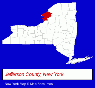 New York map, showing the general location of Watertown Appliance