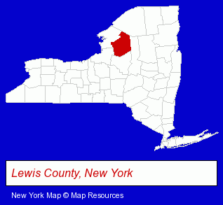 New York map, showing the general location of Ewing Print Shop