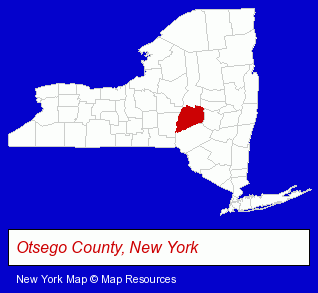 New York map, showing the general location of Gilbertsville Free Library