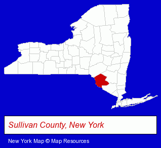 New York map, showing the general location of Associated Mutual Insurance Company