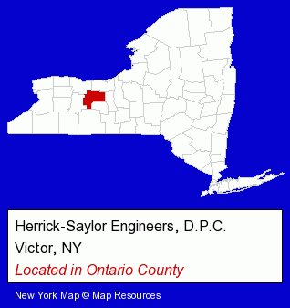 New York counties map, showing the general location of Herrick-Saylor Engineers, D.P.C.