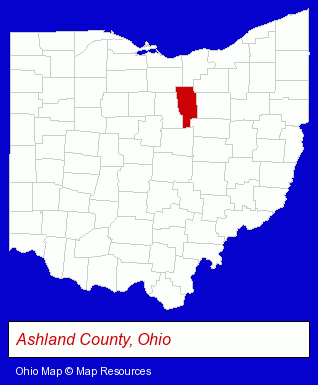 Ohio map, showing the general location of Ashland Community Fdrl Crdt