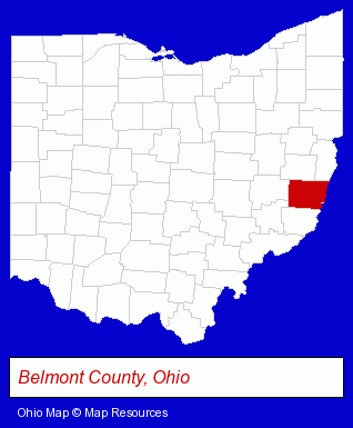 Ohio map, showing the general location of Olney Friends School