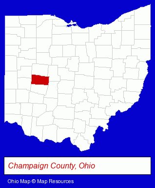 Ohio map, showing the general location of First Central National Bank