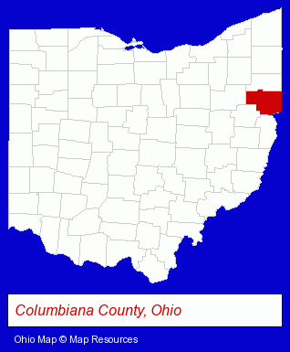 Ohio map, showing the general location of East Palestine Memorial Public Library