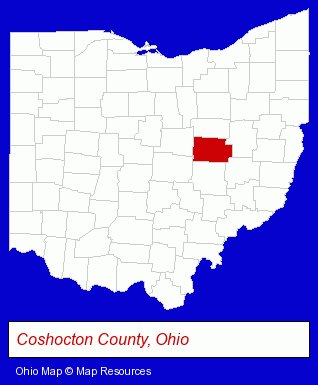 Ohio map, showing the general location of Dean's Jewelry