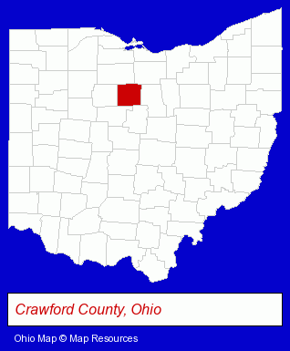 Ohio map, showing the general location of Buckeye Central Local School District