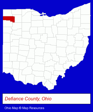 Ohio map, showing the general location of Rettig Music Inc