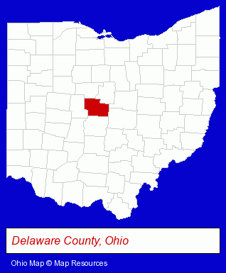 Ohio map, showing the general location of Delaware Christian School