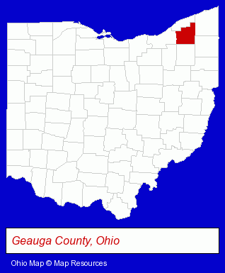 Ohio map, showing the general location of Bainbridge-Solon Montessori