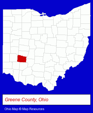 Ohio map, showing the general location of Kocher David DVM