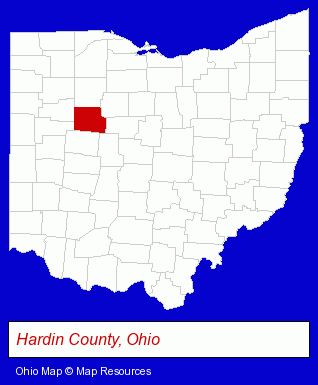 Ohio map, showing the general location of Ridgemont Public Library