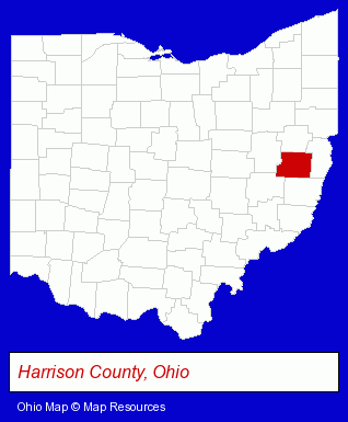 Ohio map, showing the general location of Bowerston Public Library