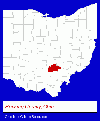 Ohio map, showing the general location of Logan-Hocking School District