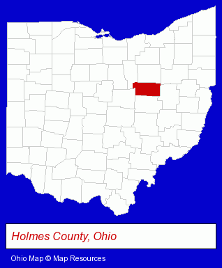 Ohio map, showing the general location of Helping Hands Quilt Shop & Museum