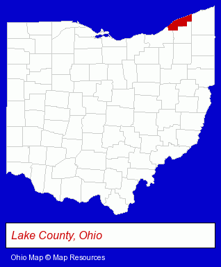 Ohio map, showing the general location of Lake Data Center Inc