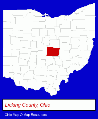 Ohio map, showing the general location of Hopewell Federal Credit Union