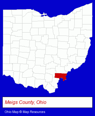 Ohio map, showing the general location of Pomeroy Public Library
