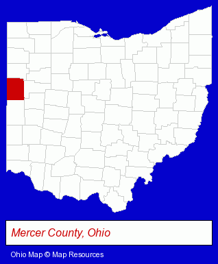 Mercer County, Ohio locator map