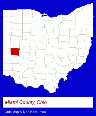 Ohio map, showing the general location of Historic WACO Field