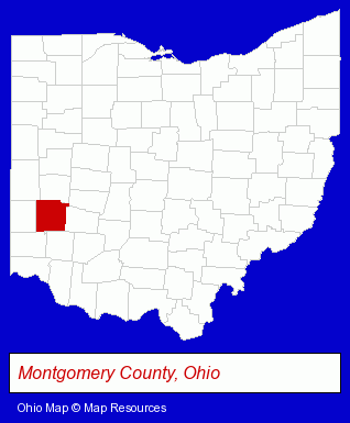 Ohio map, showing the general location of Evans Electric Company