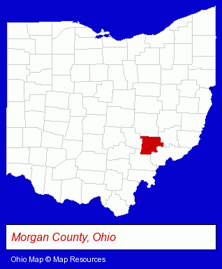 Ohio map, showing the general location of Kate Love Simpson Morgan County Library