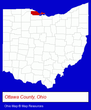 Ohio map, showing the general location of Bench's Greenhouse