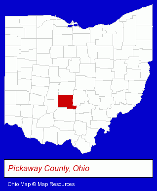 Ohio map, showing the general location of Logan Elm High School