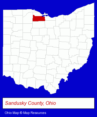 Ohio map, showing the general location of Mary KUNS