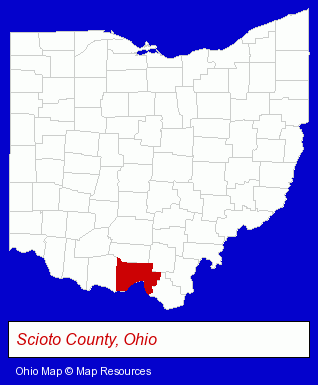 Ohio map, showing the general location of ASC
