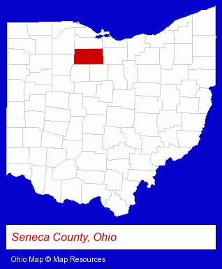 Ohio map, showing the general location of Tiffin Pool Center