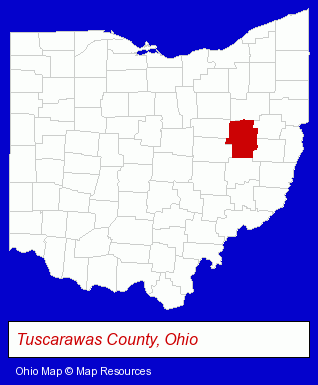 Ohio map, showing the general location of Middaugh Printers