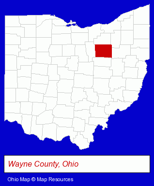 Ohio map, showing the general location of Rittman Exempted Village School