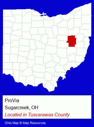Ohio counties map, showing the general location of ProVia