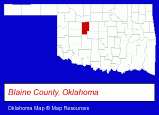 Oklahoma map, showing the general location of Watonga Floral & Antique Mall