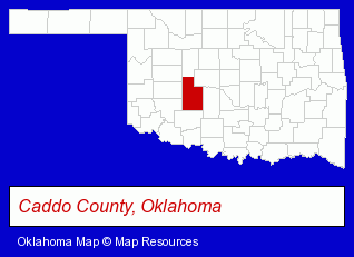 Oklahoma map, showing the general location of Anadarko Optical