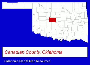 Oklahoma map, showing the general location of Mustang Alignment & Tire Shop