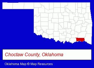 Oklahoma map, showing the general location of Vision Source of Hugo