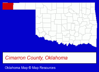 Oklahoma map, showing the general location of No Man's Land Beef Jerky
